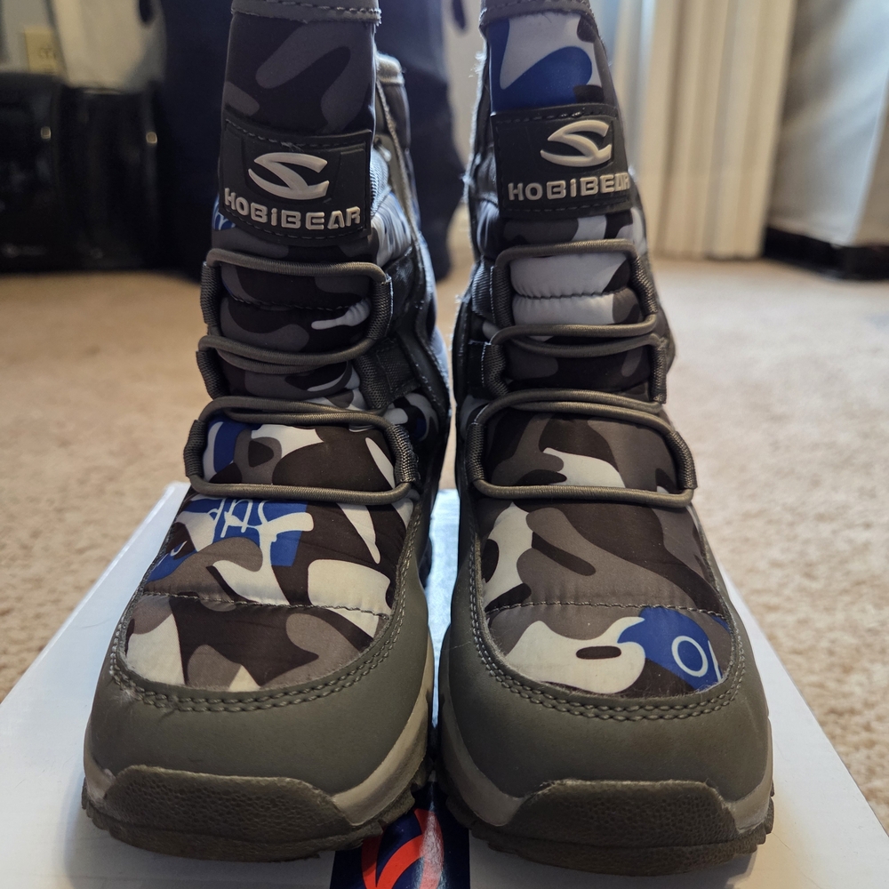 Hobibear Kids Camouflage Boots - Black, Gray, and Blue